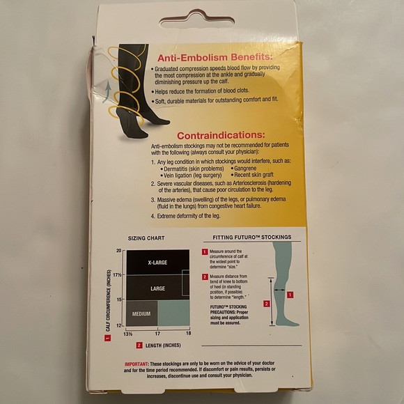 Futuro anti embolism knee length stockings, size M, color white. Soft, durable - Picture 4 of 8